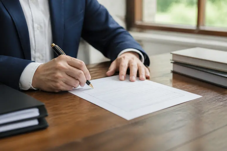 Formulaire administratif officiel rempli sur un bureau avec un stylo pour les démarches en Normandie