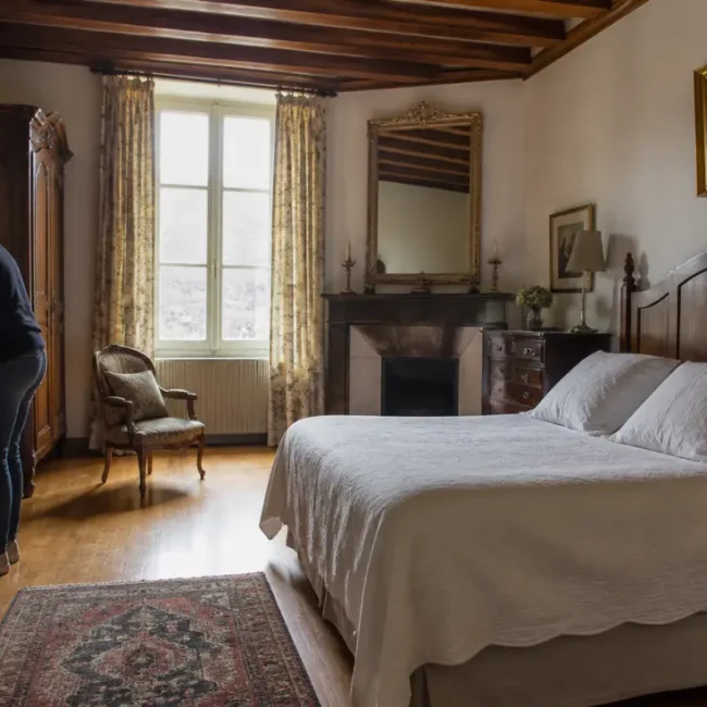 chambre chaleureuse avec literie blanche dans l hotel la maison de lucie à honfleur