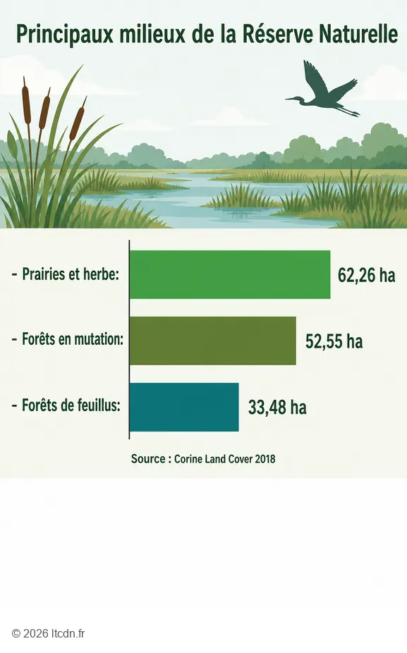 Graphique des principaux milieux naturels à observer en allant visiter Marais Vernier.
