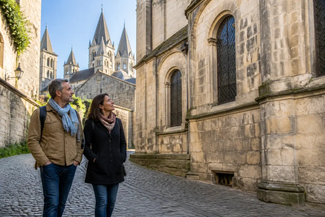 couple se promenant dans le centre historique pour savoir que faire à Caen