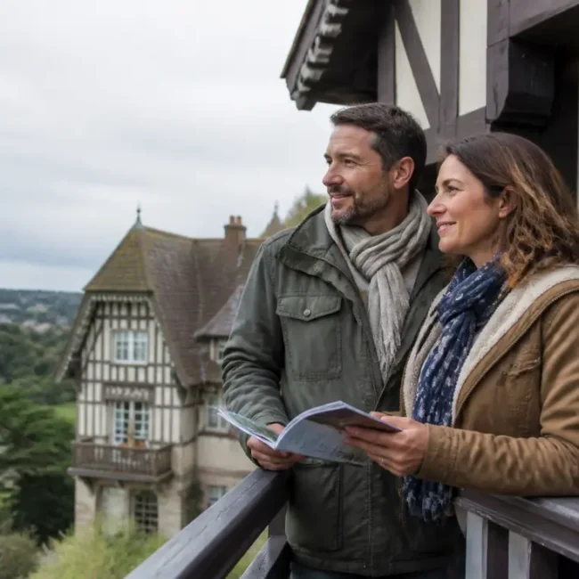 couple sur un balcon normand profitant de leur séjour avec pierre et vacances deauville meilleurs tarifs